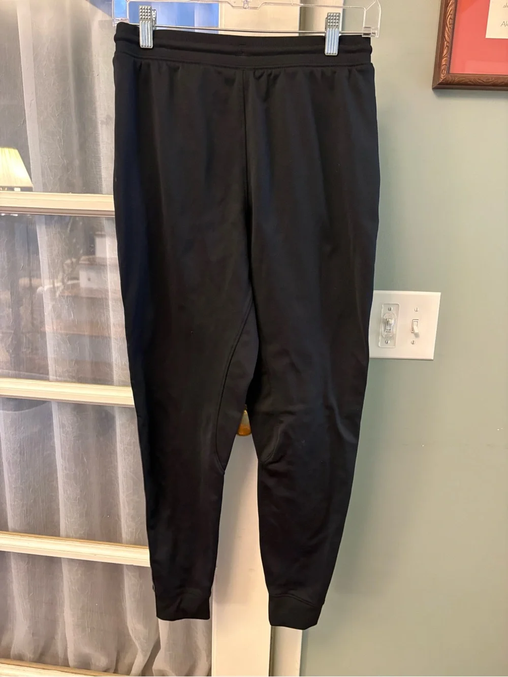 Under Armour Black Jogger Pants with White Logo and Gray Trim